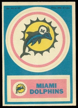 Miami Dolphins 1968 Topps Test Team Patches football card