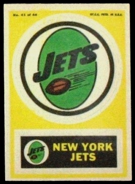 New York Jets 1968 Topps Test Team Patches football card