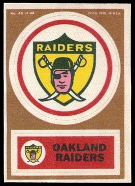 Oakland Raiders 1968 Topps Test Team Patches football card