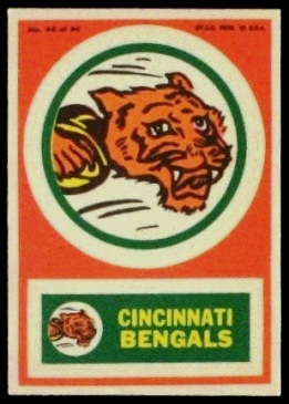 Cincinnati Bengals 1968 Topps Test Team Patches football card