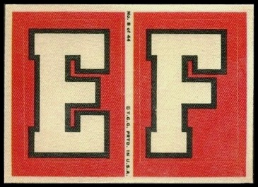 E and F 1968 Topps Test Team Patches football card