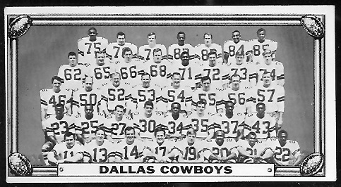 Dallas Cowboys 1968 Topps Test Team Photos football card
