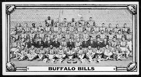 Buffalo Bills 1968 Topps Test Team Photos football card