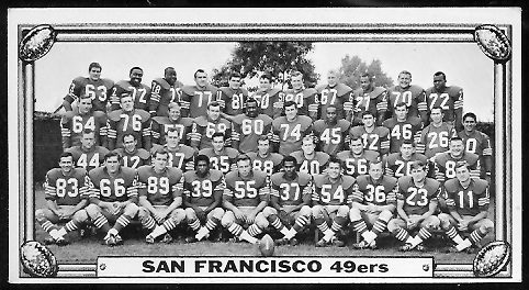 San Francisco 49ers 1968 Topps Test Team Photos football card