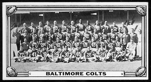 Baltimore Colts 1968 Topps Test Team Photos football card