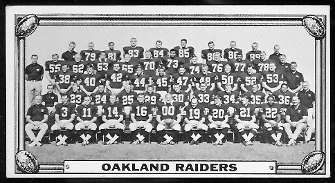 Oakland Raiders 1968 Topps Test Team Photos football card Oakland Raiders 1968 Topps Test Team Photos football card