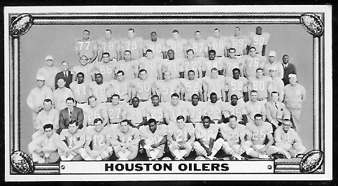 Houston Oilers 1968 Topps Test Team Photos football card