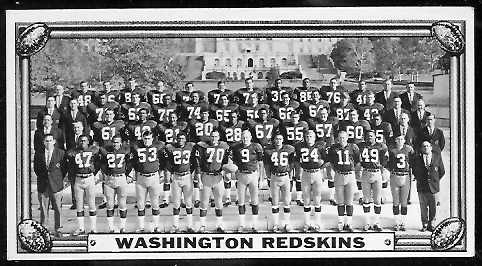 Washington Redskins 1968 Topps Test Team Photos football card