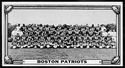 Boston Patriots 1968 Topps Test Team Photos football card