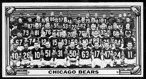 Chicago Bears 1968 Topps Test Team Photos football card