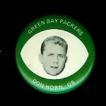 Don Horn 1969 Drenks Packers Pins football card