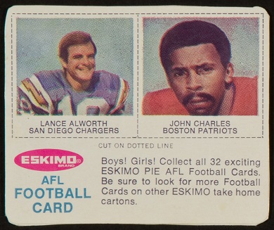 Lance Alworth, John Charles 1969 Eskimo Pie football card