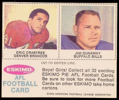 Eric Crabtree, Jim Dunaway 1969 Eskimo Pie football card