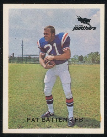 Pat Batten 1969 Orlando Panthers football card