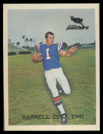 Darrell Cox 1969 Orlando Panthers football card