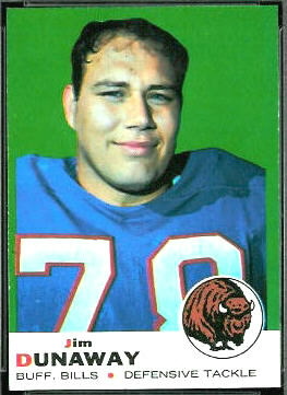 Jim Dunaway 1969 Topps football card