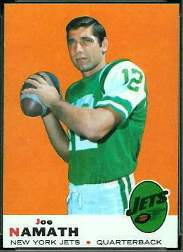 Joe Namath 1969 Topps football card