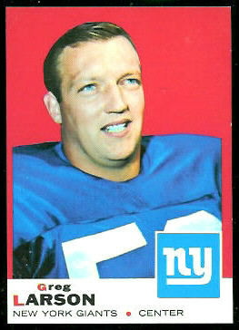 Greg Larson 1969 Topps football card