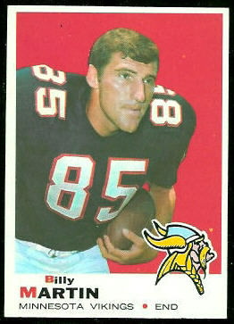 Billy Martin 1969 Topps football card