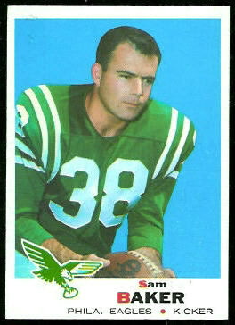 Sam Baker 1969 Topps football card