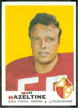 Matt Hazeltine 1969 Topps football card