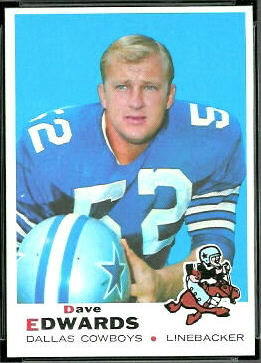 Dave Edwards 1969 Topps football card