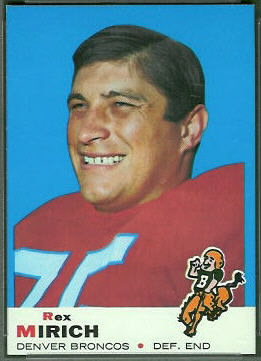 Rex Mirich 1969 Topps football card