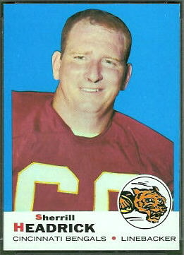 Sherrill Headrick 1969 Topps football card