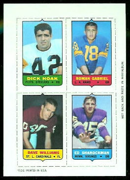 Dick Hoak, Roman Gabriel, Dave Williams, Ed Sharockman 1969 Topps 4-in-1 football card