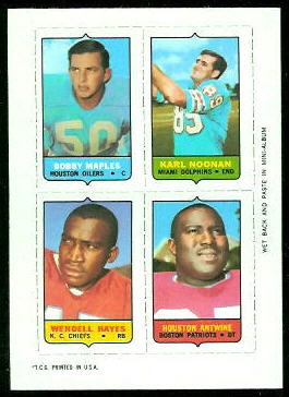 Bobby Maples, Karl Noonan, Wendell Hayes, Houston Antwine 1969 Topps 4-in-1 football card