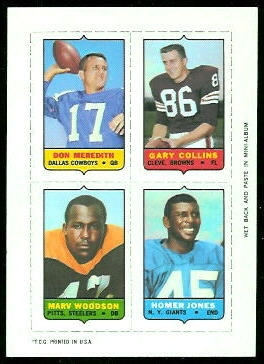 Don Meredith, Gary Collins, Marv Woodson, Homer Jones 1969 Topps 4-in-1 football card