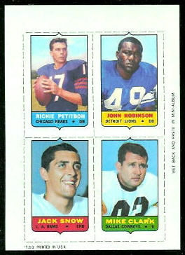 Richie Petitbon, John Robinson, Jack Snow, Mike Clark 1969 Topps 4-in-1 football card