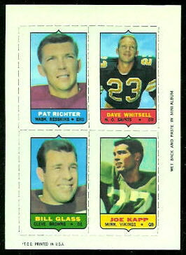 Pat Richter, Dave Whitsell, Bill Glass, Joe Kapp 1969 Topps 4-in-1 football card