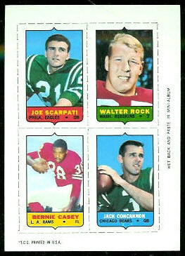 Joe Scarpati, Walter Rock, Bernie Casey, Jack Concannon 1969 Topps 4-in-1 football card