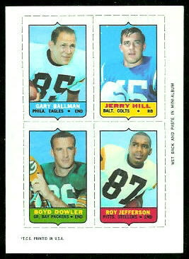 Gary Ballman, Jerry Hill, Boyd Dowler, Roy Jefferson 1969 Topps 4-in-1 football card