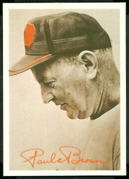 Paul Brown 1969 Tresler Comet Bengals football card Paul Brown 1969 Tresler Comet Bengals football card