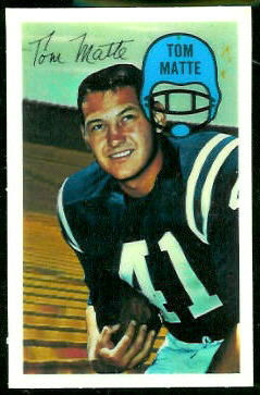 Tom Matte 1970 Kelloggs football card