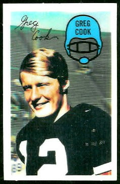 Greg Cook 1970 Kelloggs football card