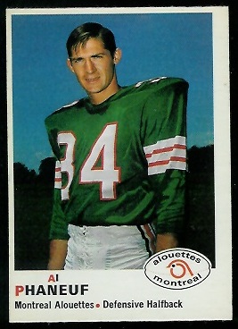 Al Phaneuf 1970 O-Pee-Chee CFL football card