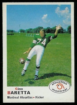 Gino Berretta 1970 O-Pee-Chee CFL football card