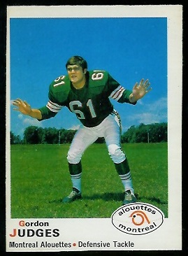 Gordon Judges 1970 O-Pee-Chee CFL football card