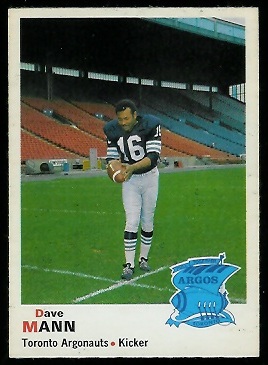 Dave Mann 1970 O-Pee-Chee CFL football card