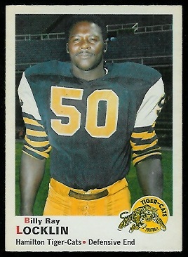 Billy Ray Locklin 1970 O-Pee-Chee CFL football card