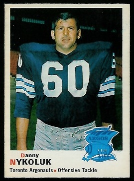 Danny Nykoluk 1970 O-Pee-Chee CFL football card Danny Nykoluk 1970 O-Pee-Chee CFL football card