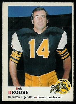 Bob Krouse 1970 O-Pee-Chee CFL football card