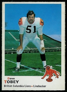 Dave Tobey 1970 O-Pee-Chee CFL football card