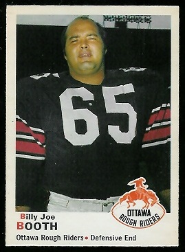 Billy Joe Booth 1970 O-Pee-Chee CFL football card