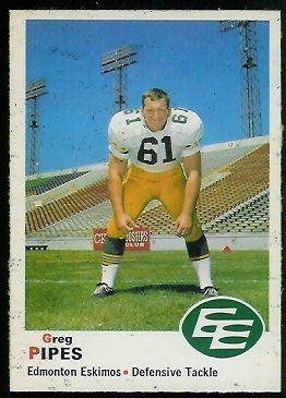 Greg Pipes 1970 O-Pee-Chee CFL football card