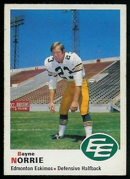 Bayne Norrie 1970 O-Pee-Chee CFL football card