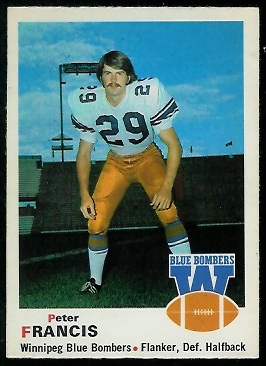 Peter Francis 1970 O-Pee-Chee CFL football card